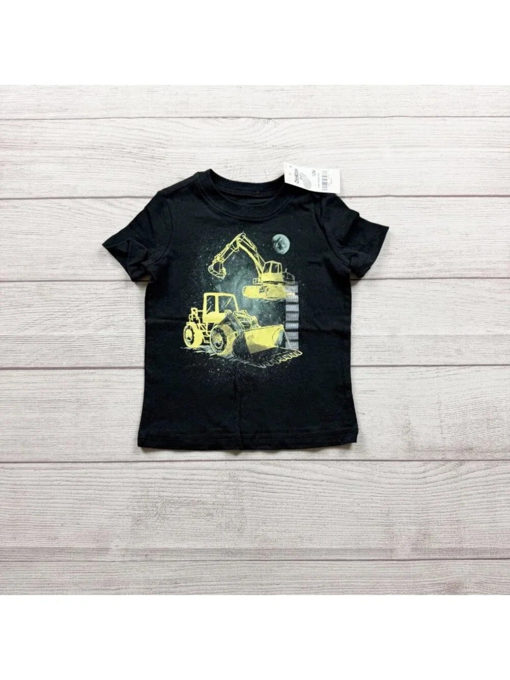 OshKosh B’gosh Boys Graphic Excavator T-Shirt Black NWT 9-12 Months